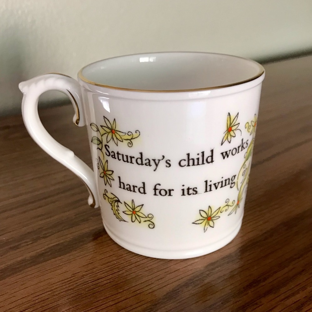 Vintage Saturday’s Child Cup Fine Bone China